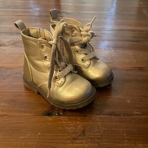 Toddler girl gold combat boots